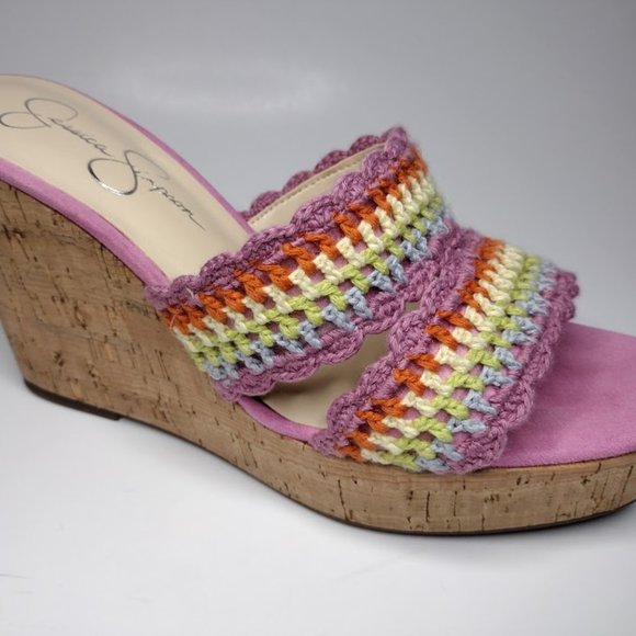 New Jessica Simpson Multi Colorful Knit Detail Sandals - Picture 2 of 7